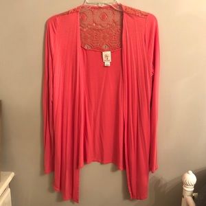 SELF ESTEEM Polyester Cardigan. Coral. Size Large.